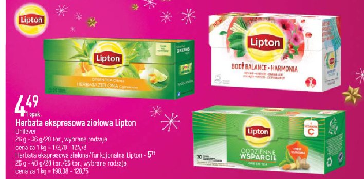 Herbatka ziołowa Lipton body balance promocja