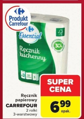 Ręcznik papierowy Carrefour Essential 3-warstwowy promocja w Carrefour Market