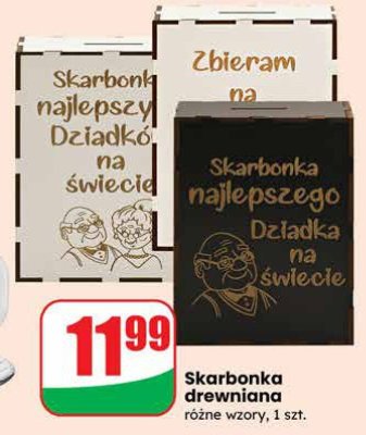 Skarbonka drewniana różne wzory promocja w Dino
