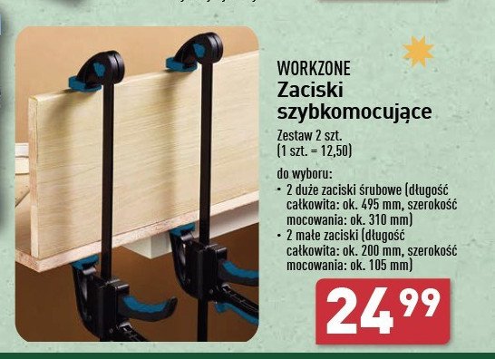 Zaciski szybkomocujące małe WORKZONE promocja