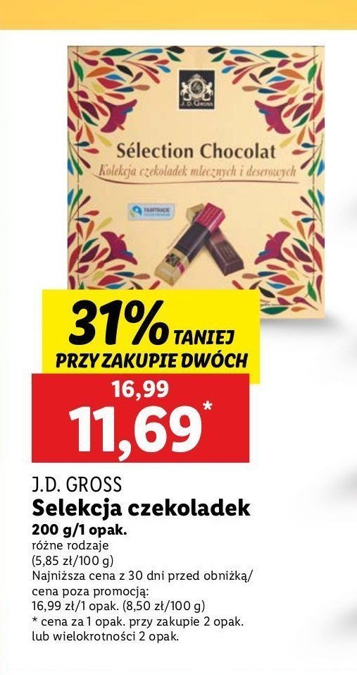 Czekoladki selection chocolat J.d.gross promocja