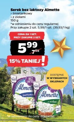 Serek bez laktozy Almette śmietankowy z ziołami promocja w Netto