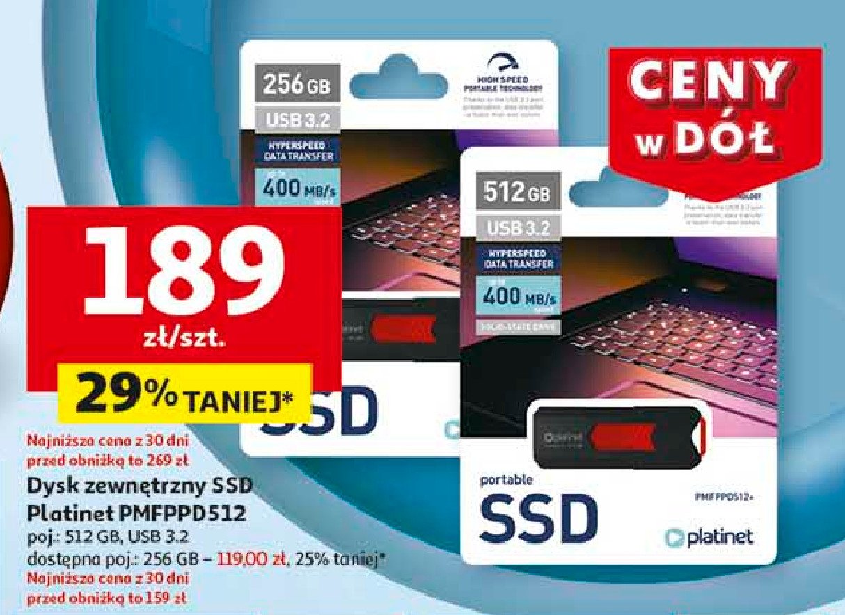 Dysk ssd 512 gb Platinet promocja w Auchan