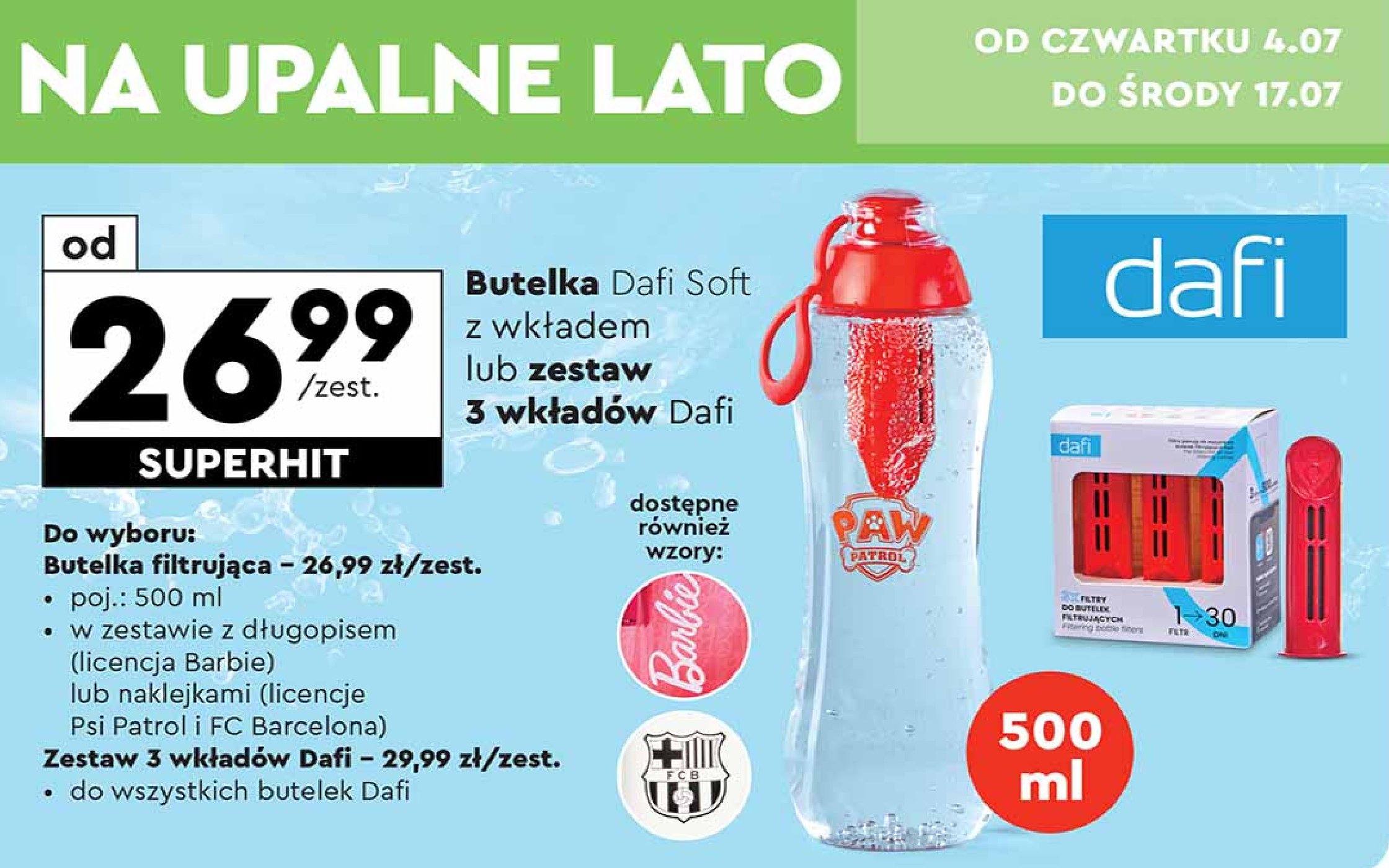 Butelka filtrująca wodę 500 ml psi patrol Dafi promocja