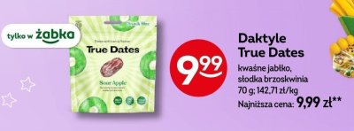 Daktyle True Dates kwaśne jabłko, słodka brzoskwinia promocja w Żabka