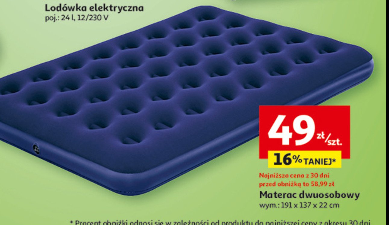 Materac 2-osobowy 191 x 137 x 22 cm promocja w Auchan