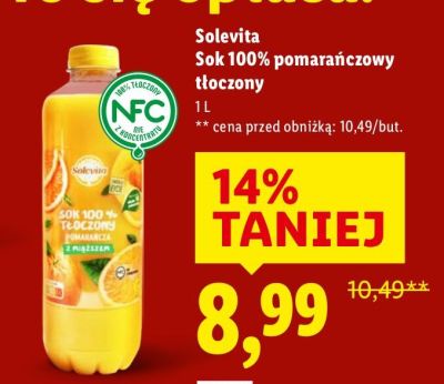 Sok Solevita Sok 100% pomarańczowy tłoczony promocja w Lidl