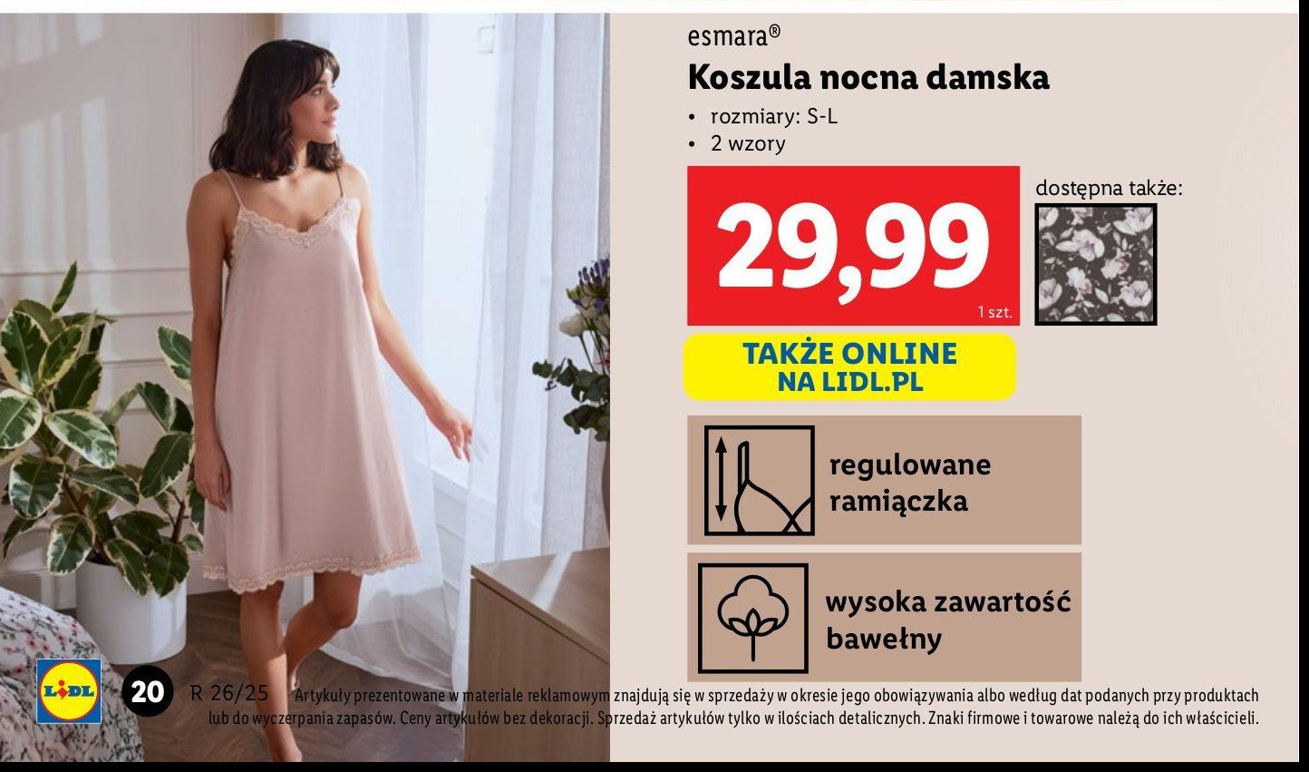 Koszula nocna s-l Esmara promocja w Lidl