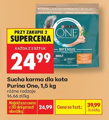 Sucha karma dla kota Purina One, 1,5 kg promocja w Biedronka