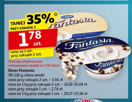 Jogurt kremowy z kawałkami białej czekolady Danone fantasia e. wedel promocja w Auchan