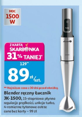 Blender ręczny Łucznik JK-1500 1.5-stopniowa płynna regulacja prędkości promocja w Auchan
