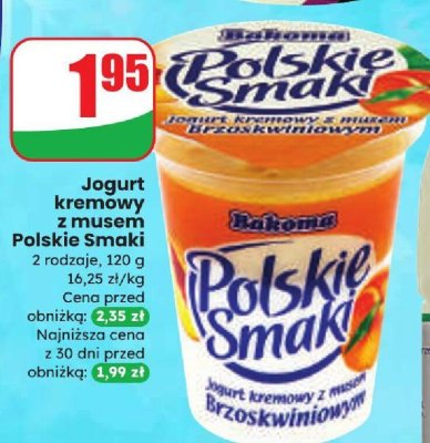 Jogurt kremowy z musem 2 rodzaje Polskie Smaki  promocja w Dino