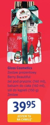 Zestaw kosmetyków Gloss Cosmetics Berry Beautiful: żel pod prysznic (160 ml), balsam do ciała (100 ml), sól do kąpieli (150 g) promocja w Drogerie DM