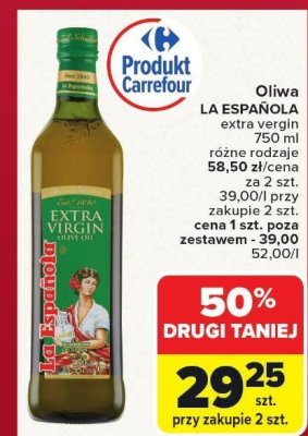 Oliwa LA ESPAÑOLA extra vergin promocja w Carrefour Market