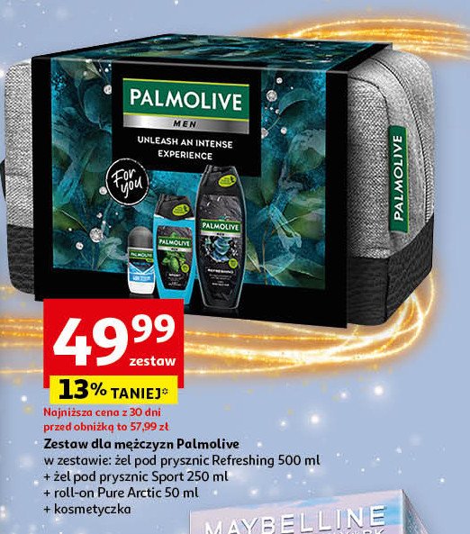 Zestaw w kosmetyczce: żel pod prysznic refreshing 500ml + żel pod prysznic sport 250ml + dezodorant pure arctic 50ml Palmolive men zestaw promocja w Auchan