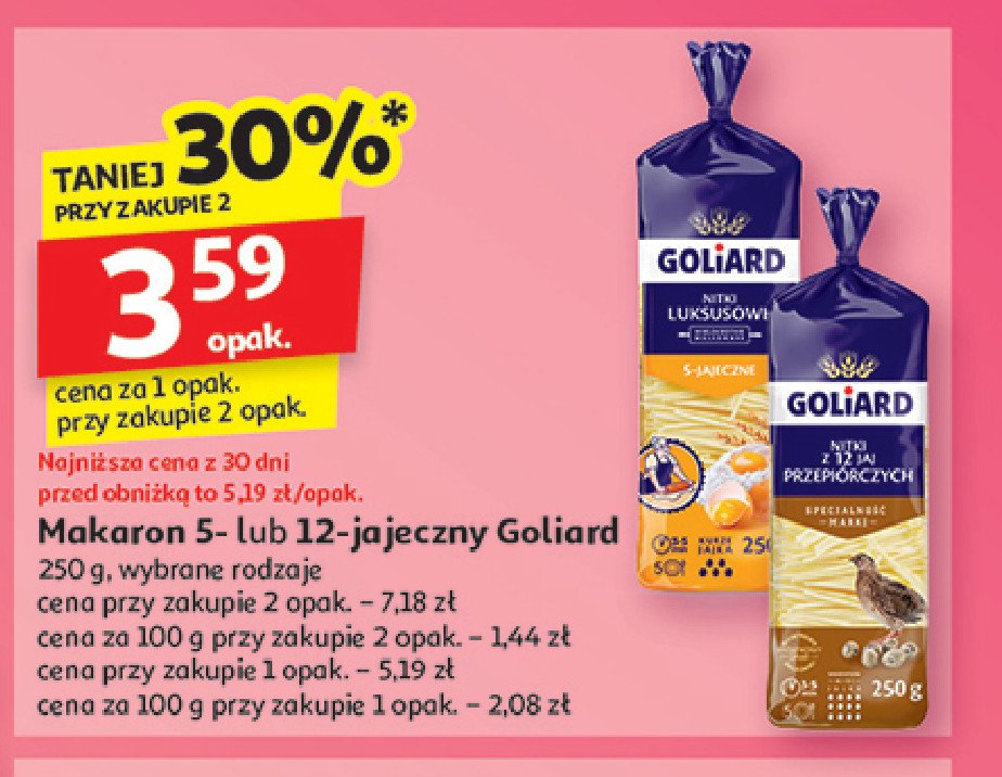 Makaron nitka luksusowy Goliard promocja w Auchan