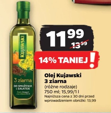 Olej z lnem oraz pestakami dyni Kujawski 3 ziarna Kujawski kruszwica promocja