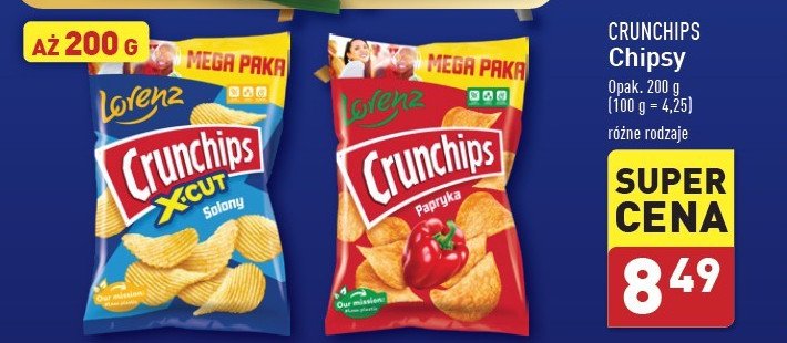 Chipsy paprykowe Crunchips Crunchips lorenz promocja w Aldi