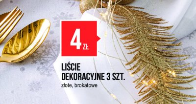 Liście dekoracyjne brokatowe złote promocja
