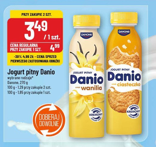 Jogurt pitny ciasteczko Danone danio promocja w POLOmarket