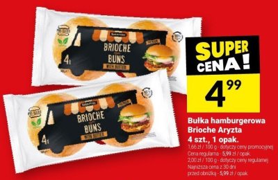 Bułka hamburgerowa Brioche Aryzta, 4 szt., 1 opak. promocja w Twój Market