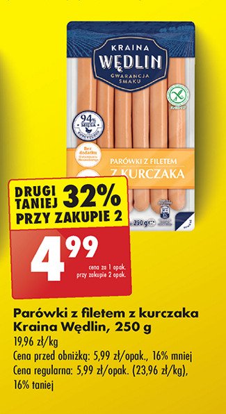 Parówki z filetem z kurczaka Kraina wędlin promocja w Biedronka