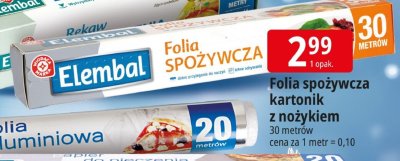 Folia spożywcza kartonik z nożykiem Elembal promocja w Leclerc