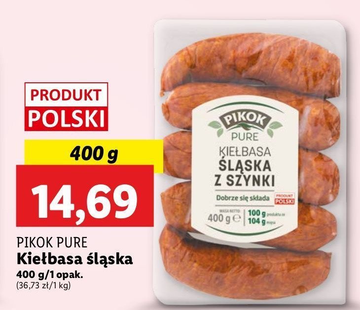 Kiełbasa śląska z szynki Pikok pure promocja