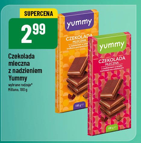 Czekolada z nadzieniem czekoladowo-wiśniowym YUMMY promocja