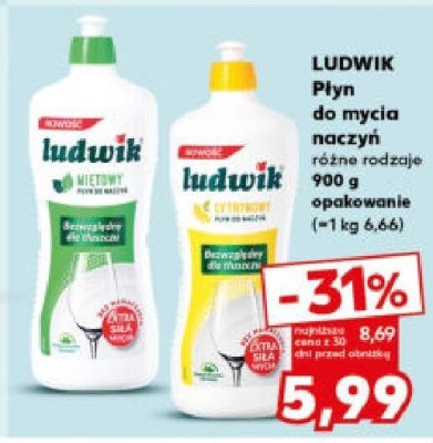 Płyn do mycia naczyń Ludwik różne rodzaje 900 ml promocja w Kaufland
