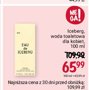 Woda toaletowa Iceberg eau de iceberg pour femme promocja