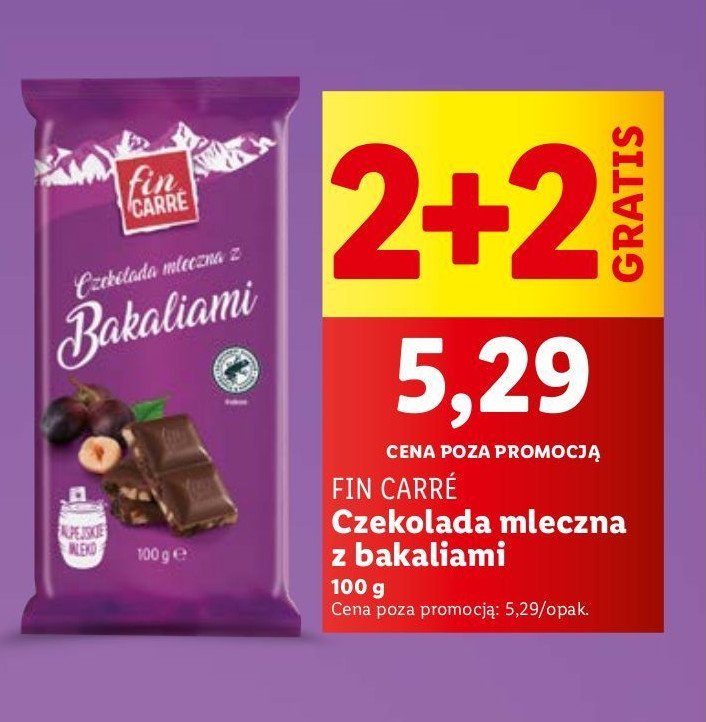 Czekolada mleczna z bakaliami Fin carre promocja