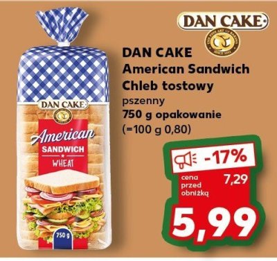DAN CAKE American Sandwich Chleb tostowy pszenny 750 g opakowanie promocja w Kaufland