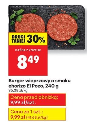 Burger wieprzowy o smaku chorizo El Pozo, 240 g promocja w Biedronka