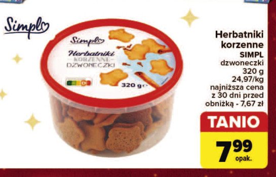 Herbatniki korzenne dzwoneczki Simpl promocja w Carrefour Market