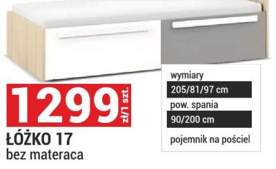 Łóżko 17 bez materaca promocja w Merkury Market