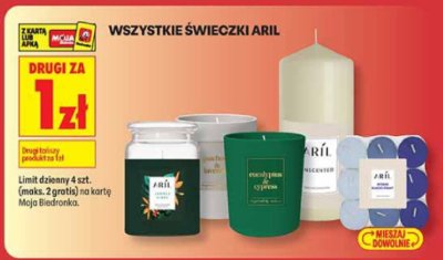 Wszystkie świeczki Aril promocja w Biedronka