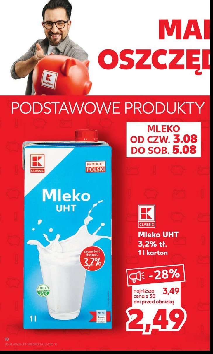 Mleko 3.2% K-classic milblu promocja