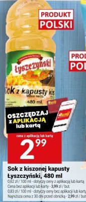 Sok z kiszonej kapusty Łyszczyński, 480 ml promocja w Twój Market