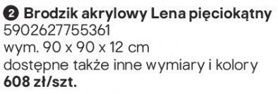 Brodzik akrylowy Lena pięciokątny promocja w Castorama