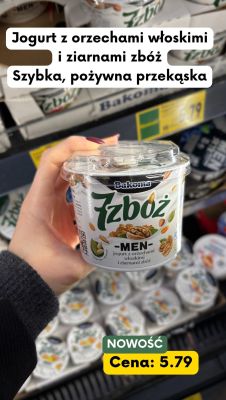 Jogurt Bakoma 7zbóż -MEN- z orzechami włoskimi i ziarnami zbóż promocja w Kaufland