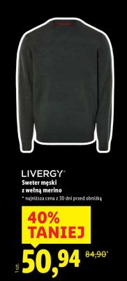 Sweter męski z wełną merino promocja w Lidl