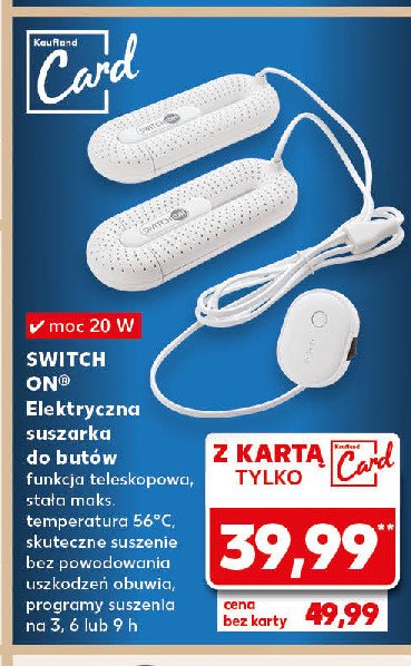 Suszarka do butów Switch on promocja w Kaufland