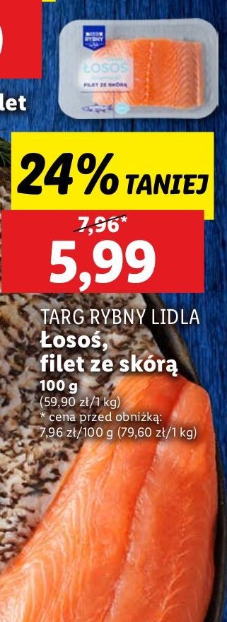 Łosoś pacyficzny filet ze skórą Rybny targ lidla promocja