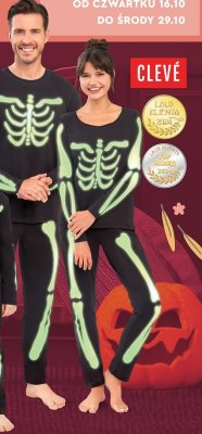 Piżama damska lub męska z motywem świecących szkieletów Biedronka promocja w Biedronka