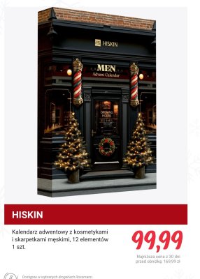 Kalendarz adwentowy HISKIN z kosmetykami i skarpetkami męskimi, 12 elementów promocja w Rossmann
