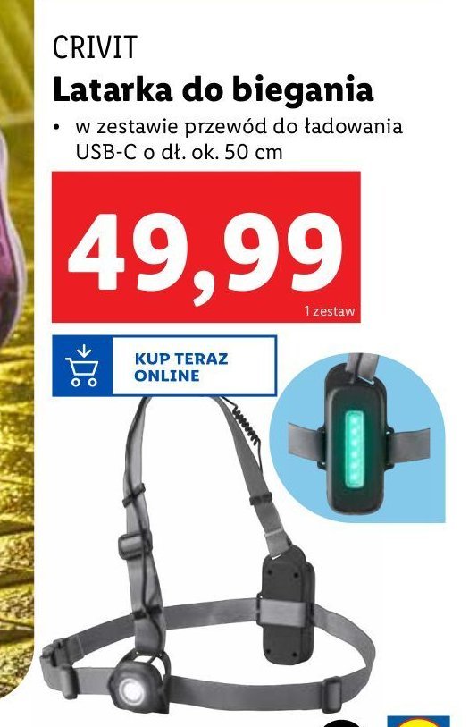 Latarka do biegania Crivit promocja w Lidl