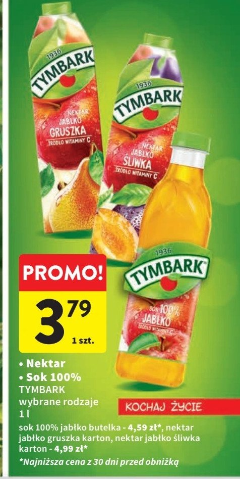 Sok jabłkowy 100% Tymbark 1936 promocja w Intermarche