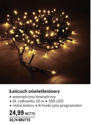 Łańcuch oświetleniowy wewnętrzny/zewnętrzny 10 m 100 LED promocja w Makro