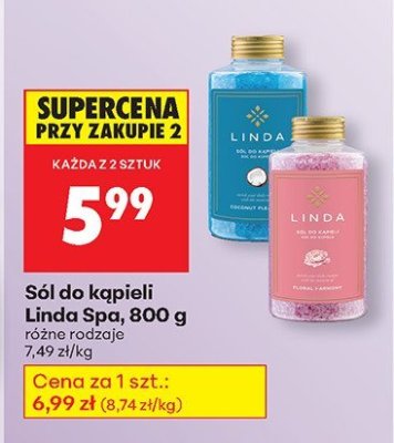Sól do kąpieli Linda Spa, 800 g, różne rodzaje promocja w Biedronka